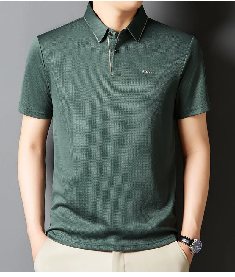 Men’s Premium Seamless Polo – Luxury Cool Fabric, Slim Fit, Anti-Wrinkle, Business‑Casual Golf Tee