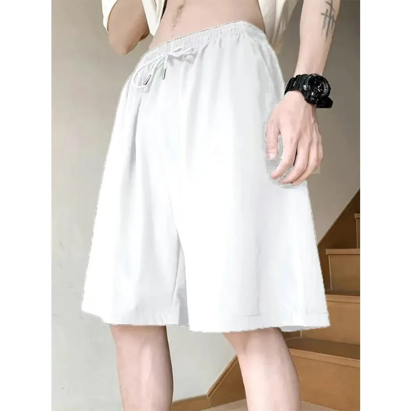 New Summer Solid Color Casual Shorts – Trendy, Loose-Fit Sports & Beachwear for Men