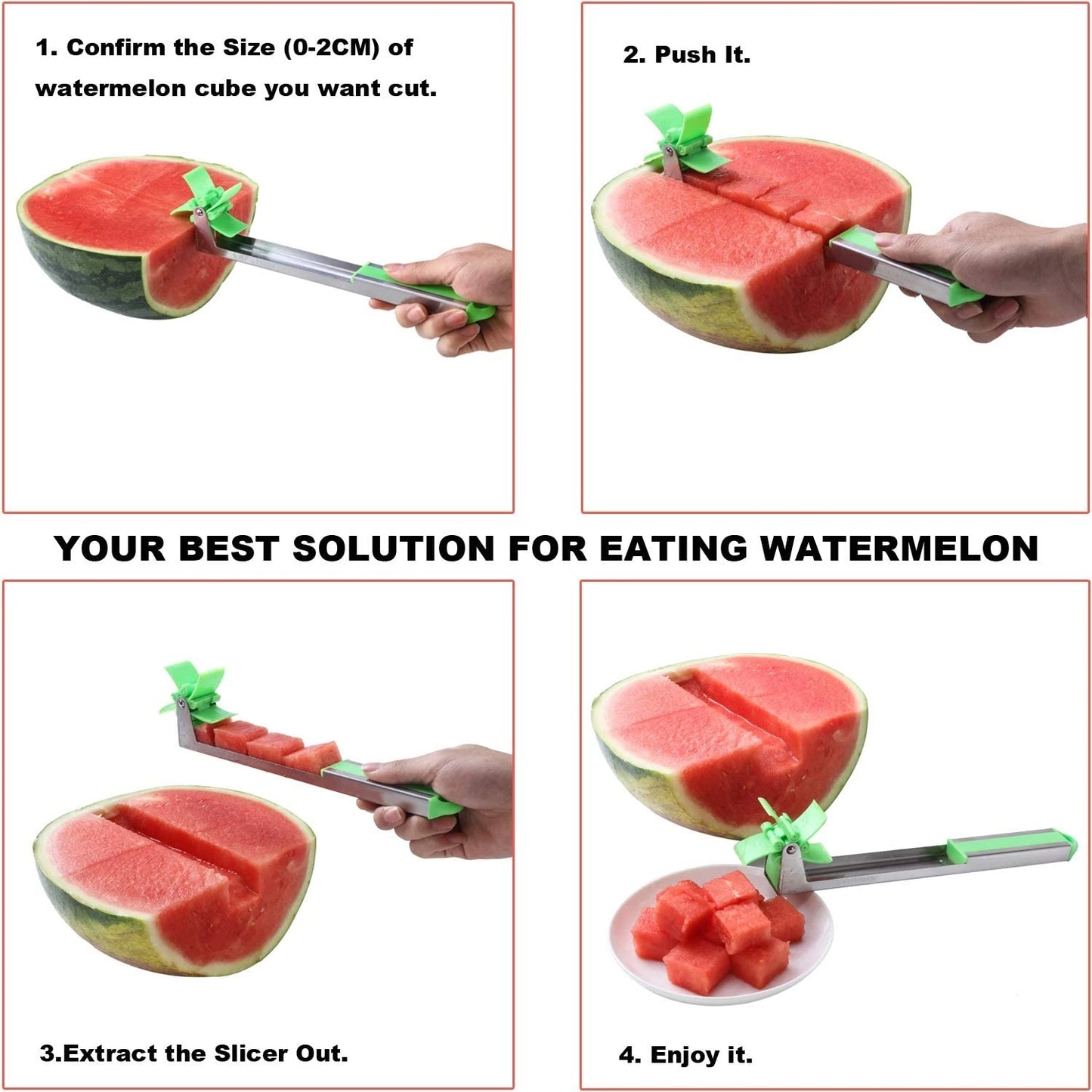 Stainless Steel Watermelon Slicer with Windmill Blade – Easy Fruit Cutter & Salad Tool for Kitchen