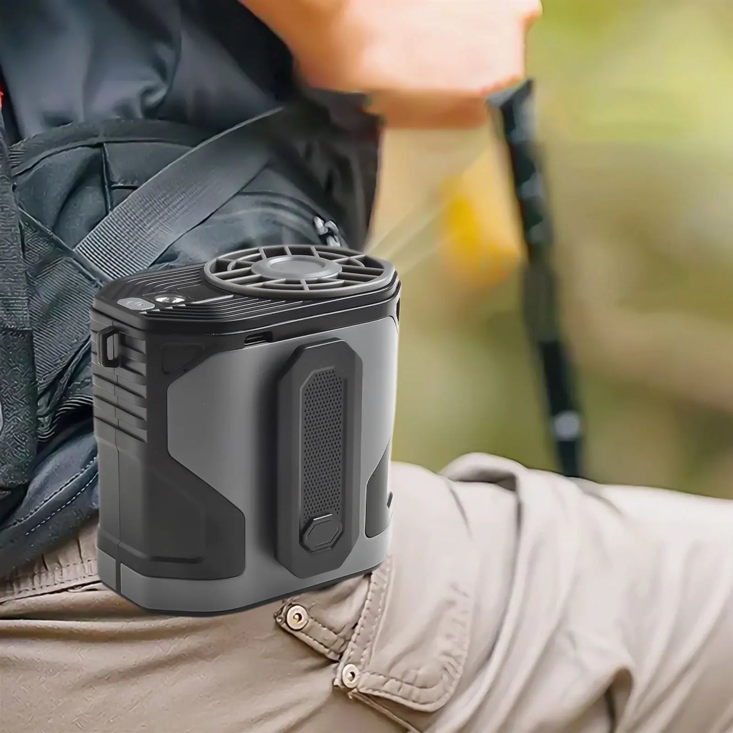 Portable Waist Clip Fan with Adjustable Speeds & LED Light – Hands-Free Cooling for Outdoor Activities