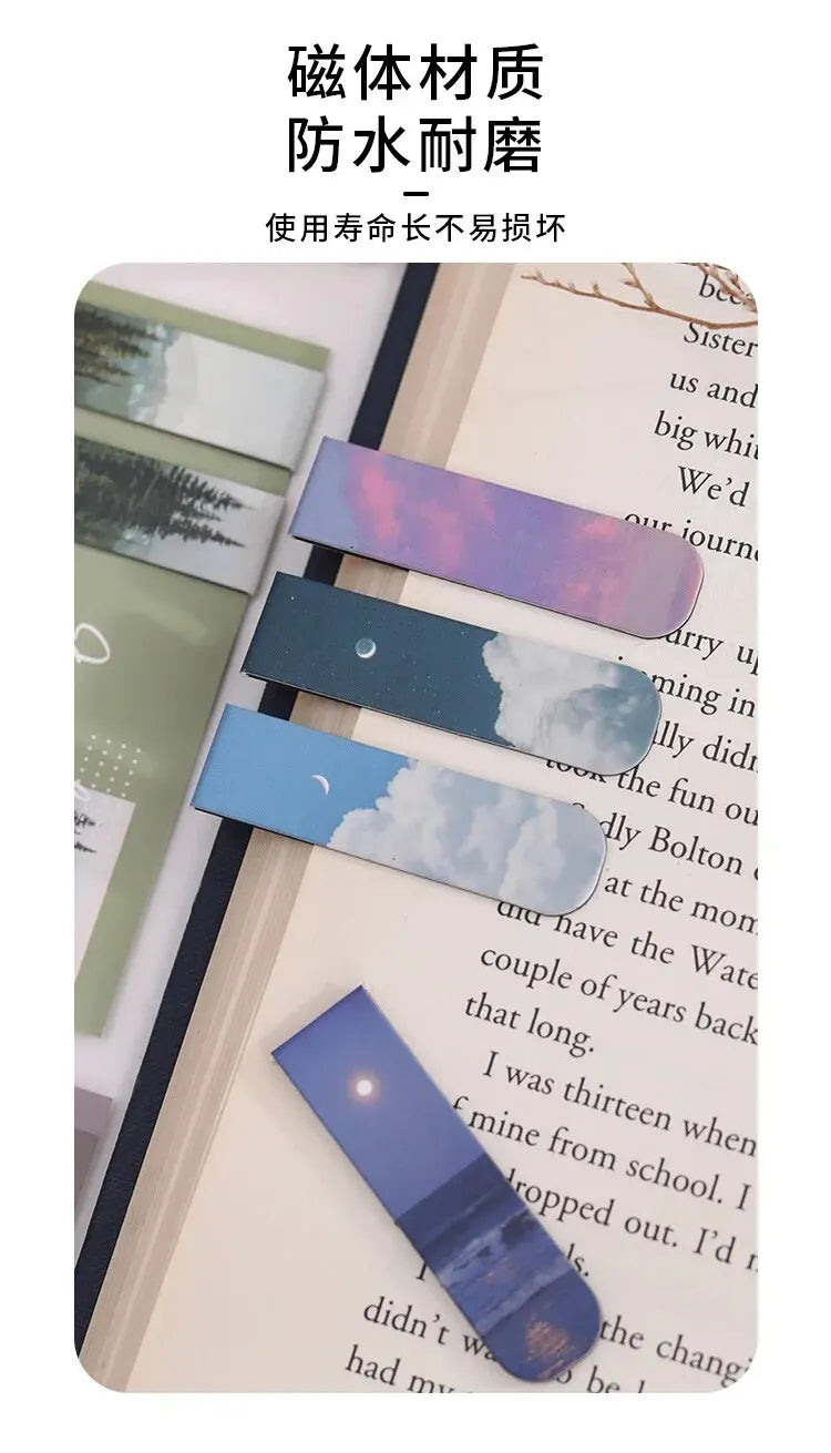 2pcs Magnetic Forest-Themed Bookmarks – Landscape Design for Book Lovers & Readers