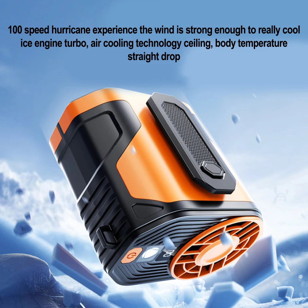 Portable Waist Clip Fan with Adjustable Speeds & LED Light – Hands-Free Cooling for Outdoor Activities