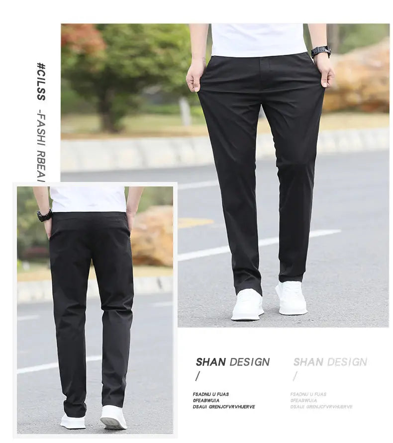 Men's Premium Cotton Chino Pants – Breathable Straight-Leg Casual Trousers (Waist Sizes 28 to 40)
