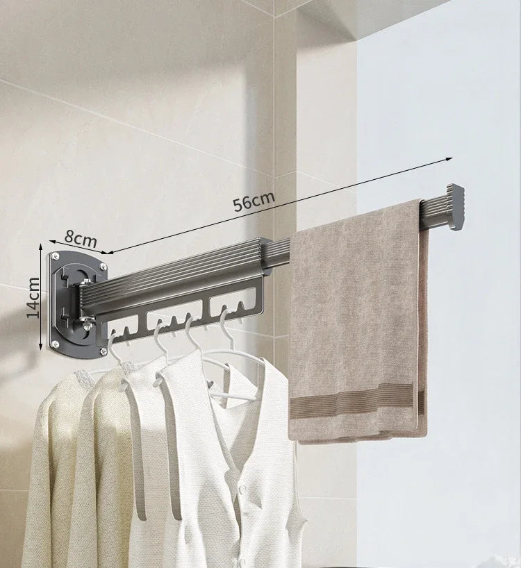 Wall-Mounted Folding Drying Rack – Retractable, No-Drill Indoor Clothes Hanger for Balcony or Laundry Room