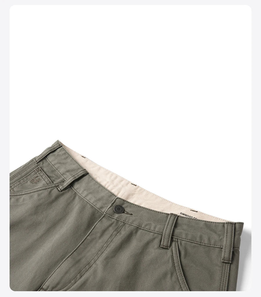 SIMWOOD 2025 Spring-Summer Men's Loose Straight Chinos – 100% Cotton, 320gsm, Smart Casual Lightweight Trousers