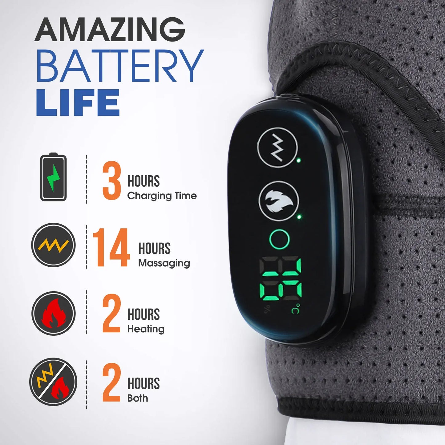 Rechargeable Electric Shoulder Massager with Heating & Vibration – Thermal Therapy Belt for Knee & Arthritis Pain Relief
