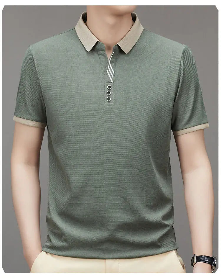 Men’s Classic Solid Short Sleeve Polo Shirt – Breathable Summer Top for Work and Casual Wear