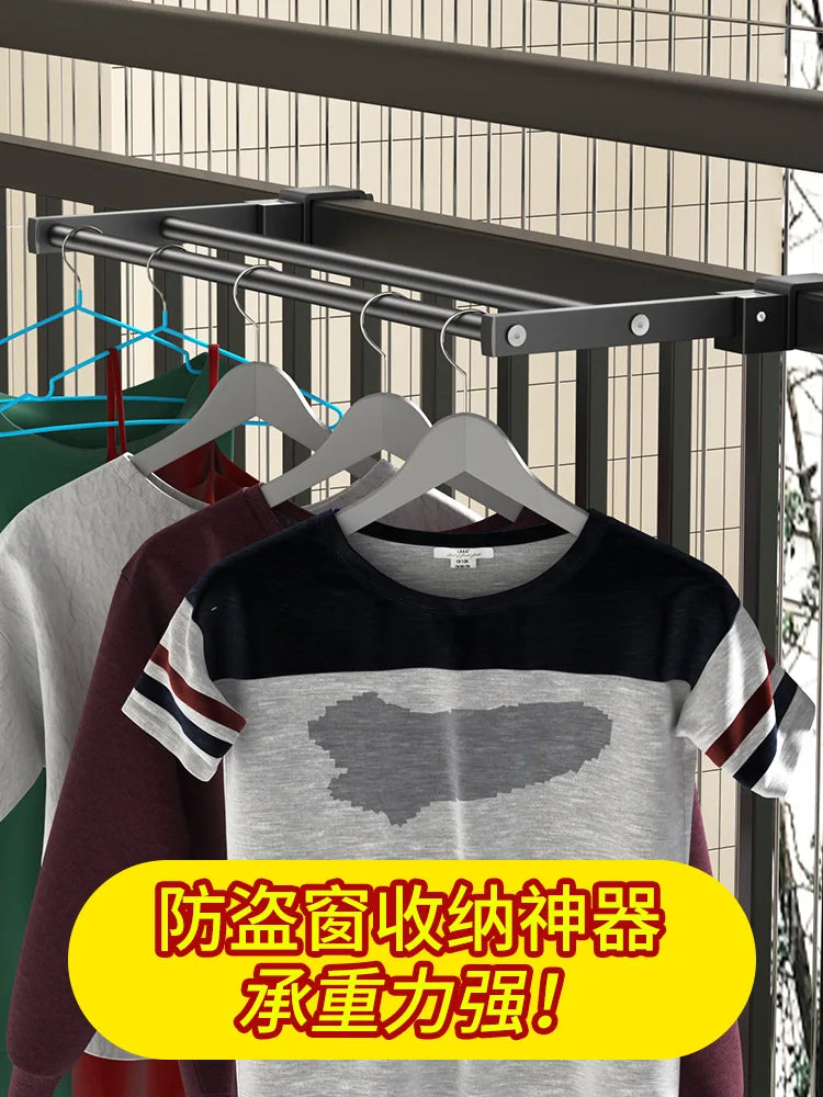 Adjustable Snap-On Drying Rack for Balcony or Window Railings — Space-Saving Clothes Hanger for Indoor/Outdoor Use
