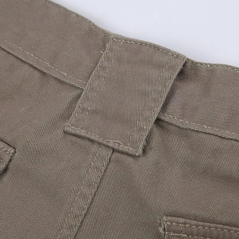 Women's Retro Mid-Waist Cargo Shorts – Casual Summer Streetwear with Pockets