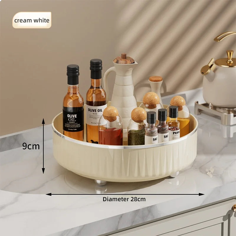 360° Rotatable Non-Slip Storage Rack for Kitchen and Bathroom — Spice, Cosmetic, and Cabinet Organizer Tray