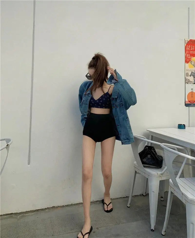 Women's High-Waist Black Shorts – Slim Fit Solid Color Summer Bottoms for Dance, Club, K-pop, and Streetwear Style (Up to 5XL)