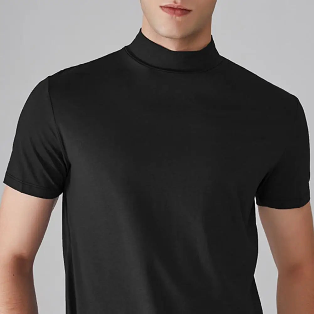 Men’s Slim Fit Half-High Collar Quick-Dry T-Shirt – Short Sleeve Lightweight Summer Sports Tee