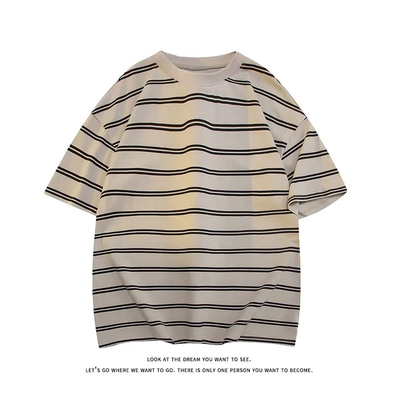 Men’s Striped Cotton T-Shirt – Casual Summer Fashion Tee, Oversized Fit, Available Up to 5XL, Funny and Stylish Design 