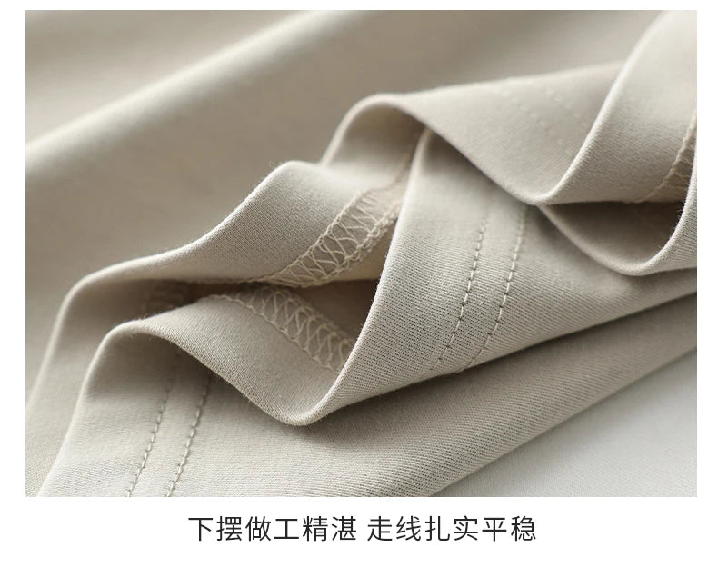 Men's Summer Long Sleeve T-shirt – Solid Color, Round Neck, Casual Style, Made from Mercerized Cotton