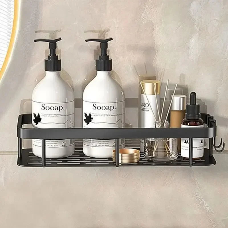 No-Drill Bathroom Corner Shelf – Wall-Mounted Shower Organizer Rack for Toiletries & Essentials