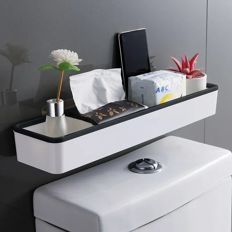 1pc Wall-Mounted Bathroom Storage Cabinet – No-Drill White Organizer Shelf for Above Toilet Use
