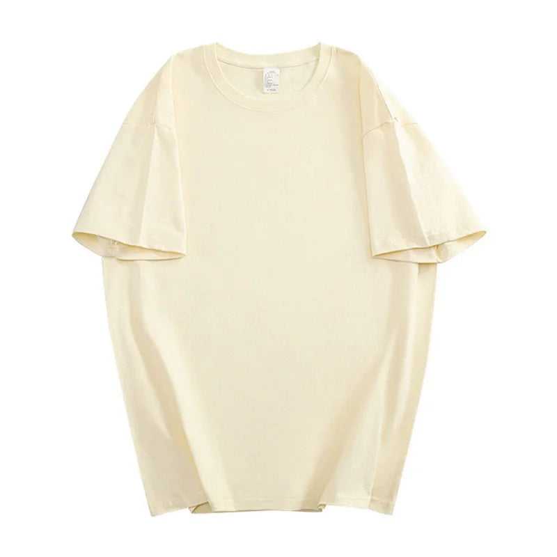 Unisex 100% Cotton Summer T-Shirt – Casual Loose Fit, Breathable Solid Color Tee for Men & Women