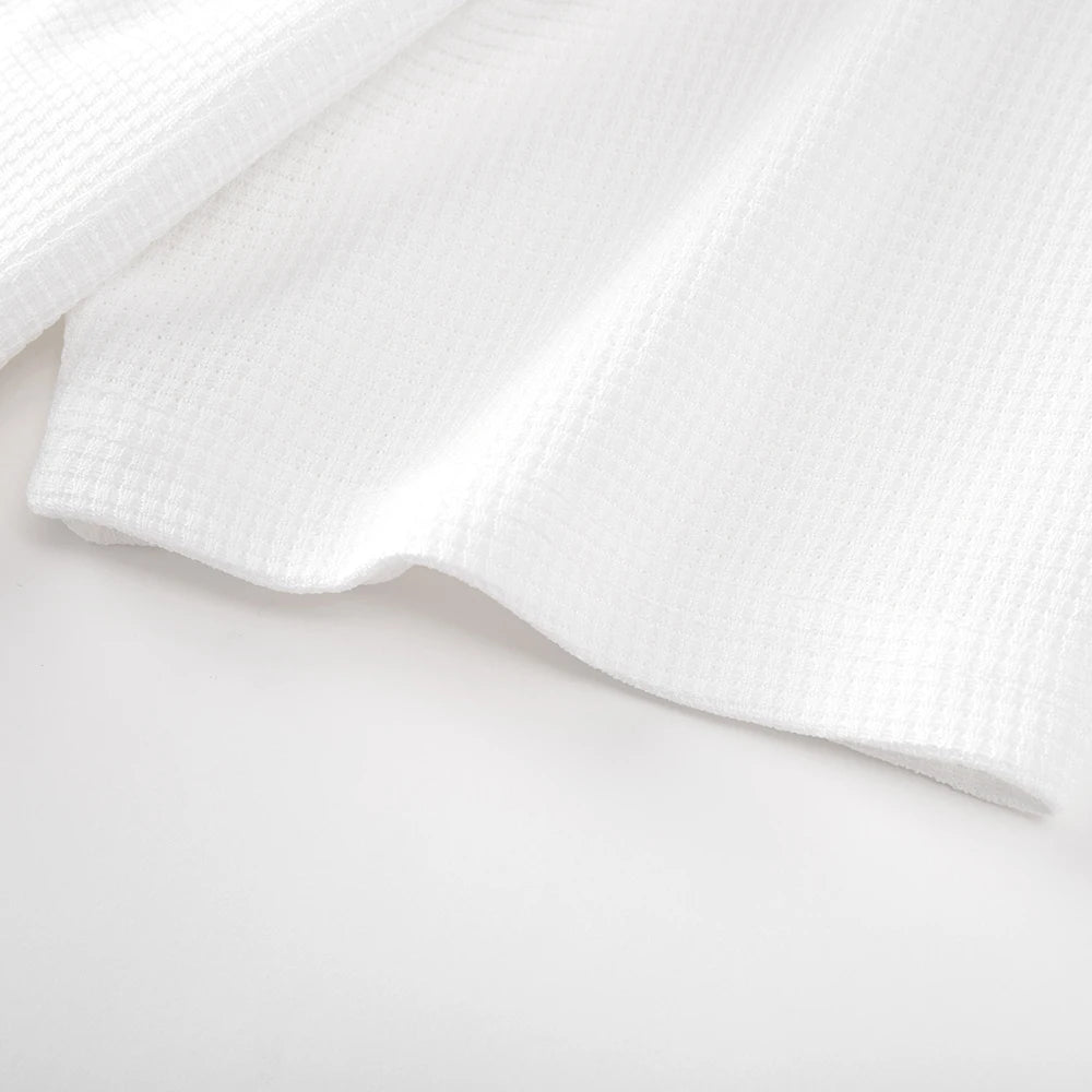 Men’s Summer Casual Waffle O-Neck Short Sleeve T-Shirt – Breathable Solid Color Fashion Tee