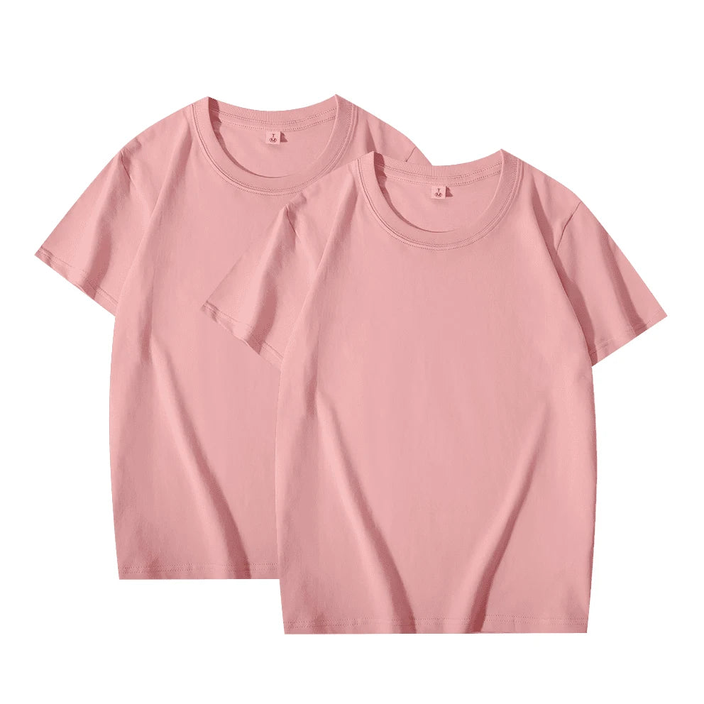 2-Pack Unisex Solid Color T-Shirts – 100% Cotton, Loose Fit, Short Sleeve, Basic Everyday Tees for Men & Women, White & Black Options