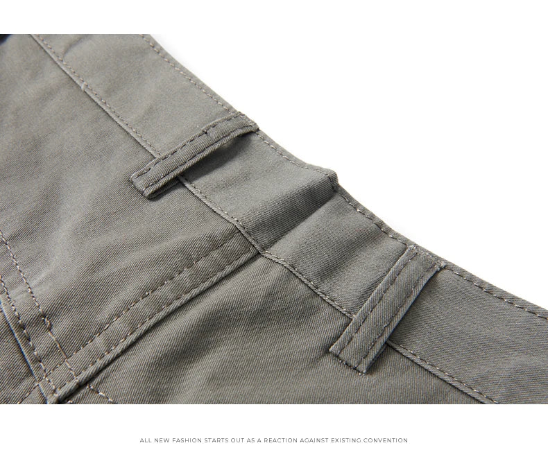 Men's Solid Cotton Straight-Leg Chino Pants – Business Casual Trousers with Belt, Ideal for Autumn & Winter – Classic Formal Style for Adults & Seniors