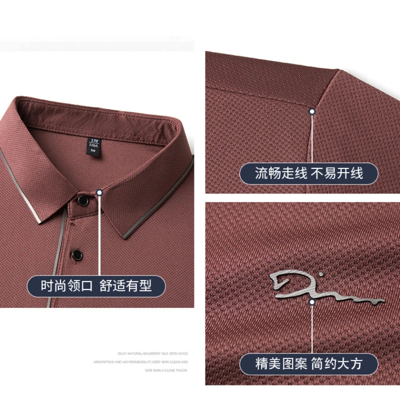 Men’s Premium Seamless Polo – Luxury Cool Fabric, Slim Fit, Anti-Wrinkle, Business‑Casual Golf Tee