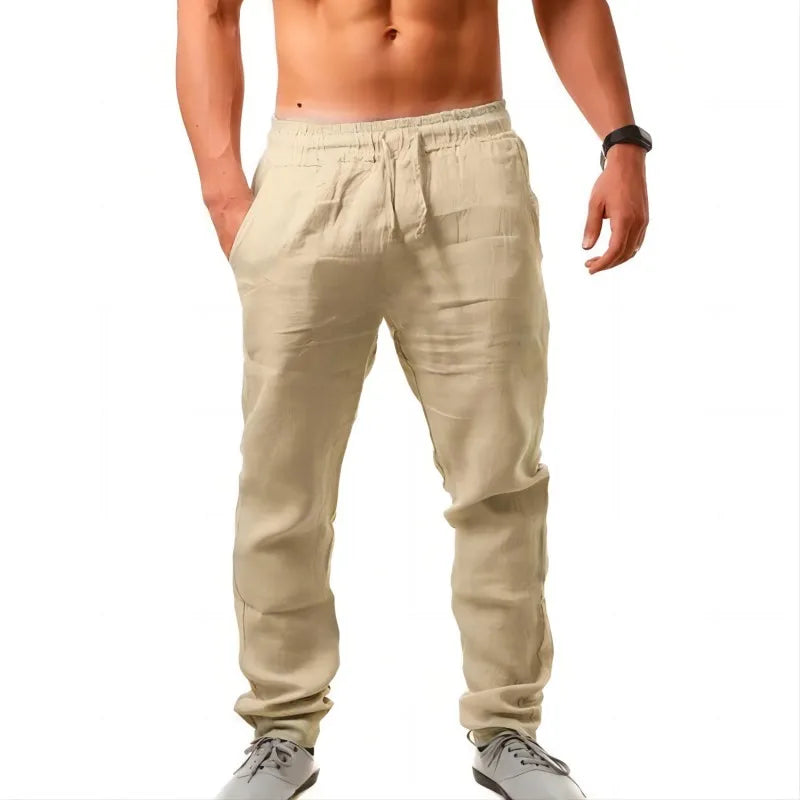 2025 Men's Lightweight Cotton-Linen Blend Casual Pants – Breathable, Comfortable Straight-Fit Trousers for Spring & Summer