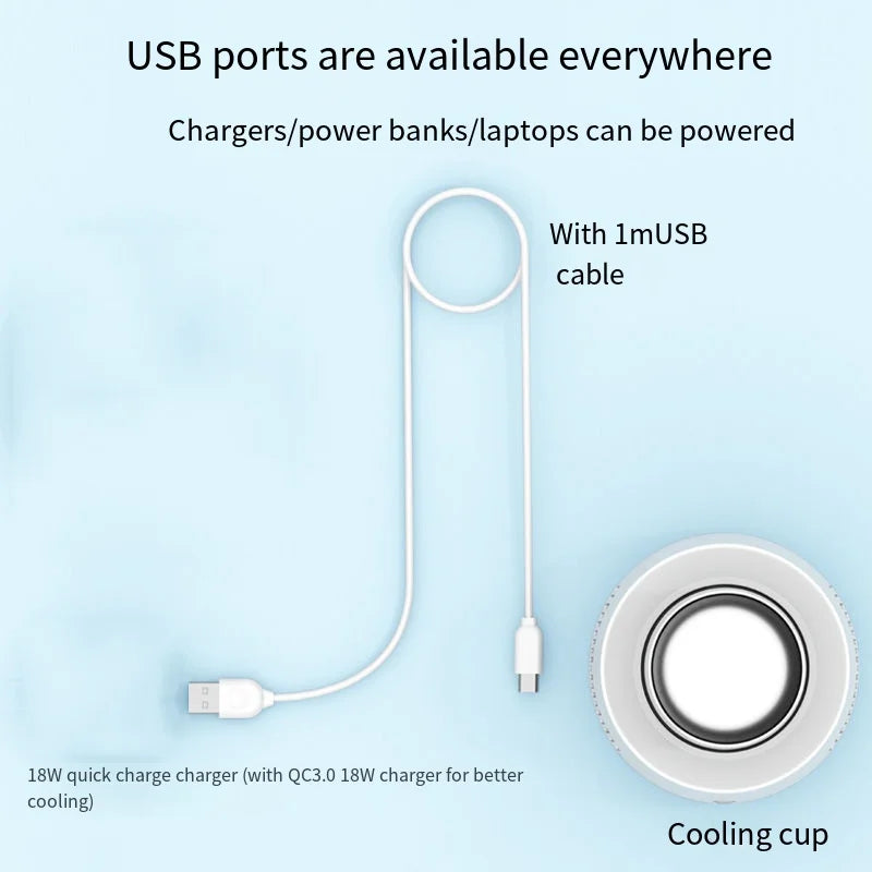 USB Mini Beverage Cooler Cup – Fast Cooling Mug for Soda, Beer, Water & Cans – Portable Drink Chiller for Car & Home Use