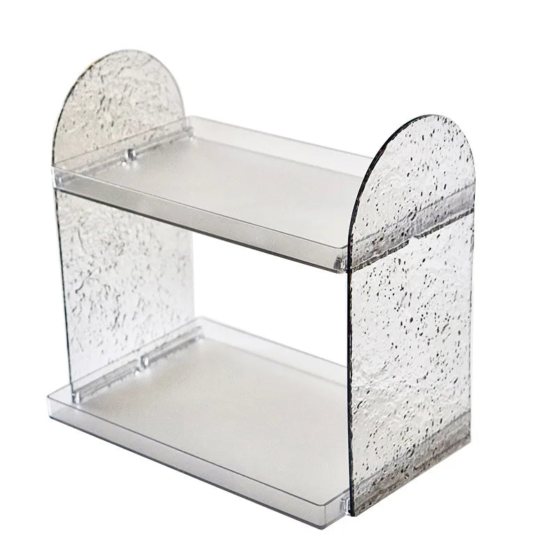 Clear Acrylic Makeup Organizer – Double-Layer Lipstick & Skincare Storage Box, Desktop Display Rack
