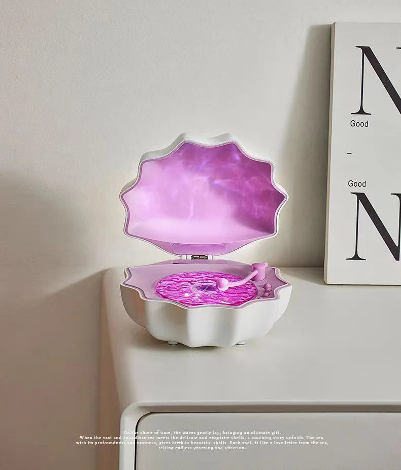 Retro-Style Portable Bluetooth Speaker with Colorful Light Projection & White Noise – Wireless Music Player & Sleep Aid