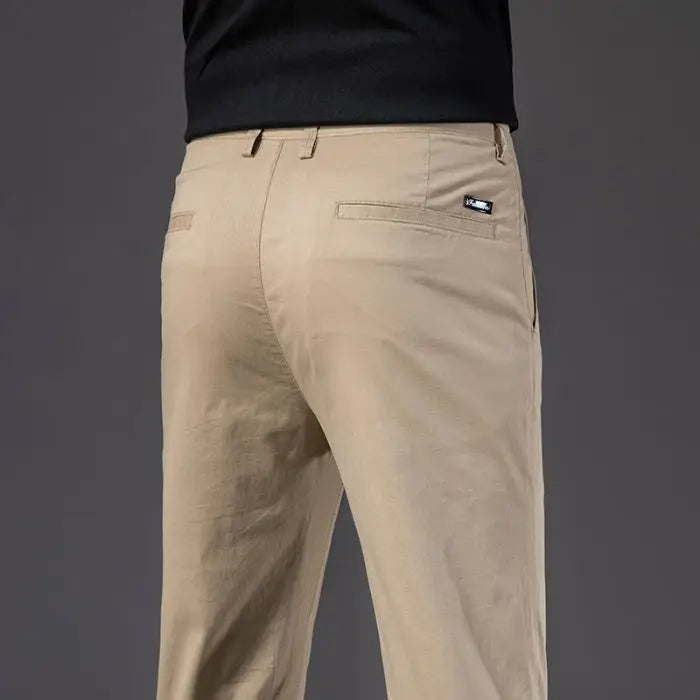 New Fashion Men's Slim Fit Straight Trousers – Comfortable, Breathable, Elastic Casual Long Pants for Everyday Wear