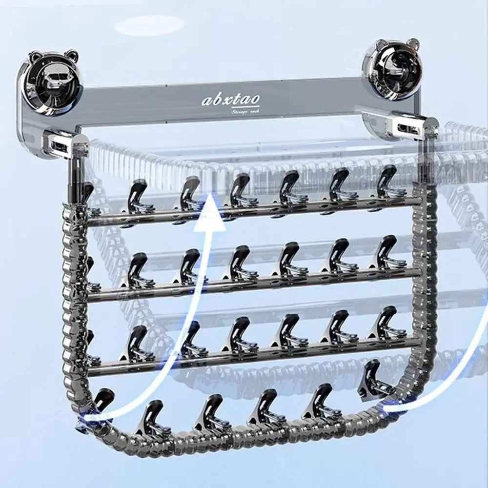 Rotating Suction Cup Folding Drying Rack with 27 Windproof Clips – Wall-Mounted Clothes Hanger for Socks, Towels, Balcony Use