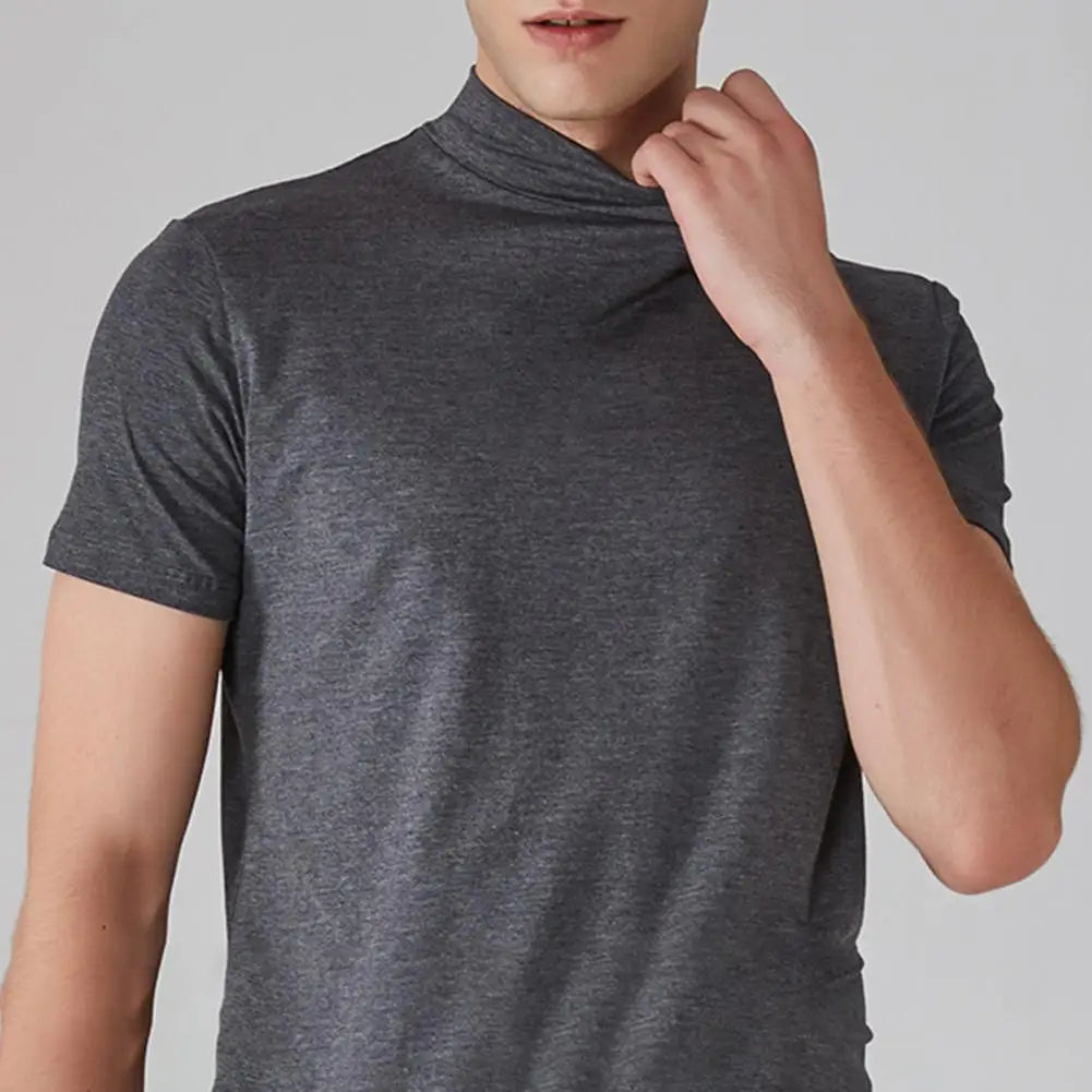 Men’s Slim Fit Half-High Collar Quick-Dry T-Shirt – Short Sleeve Lightweight Summer Sports Tee