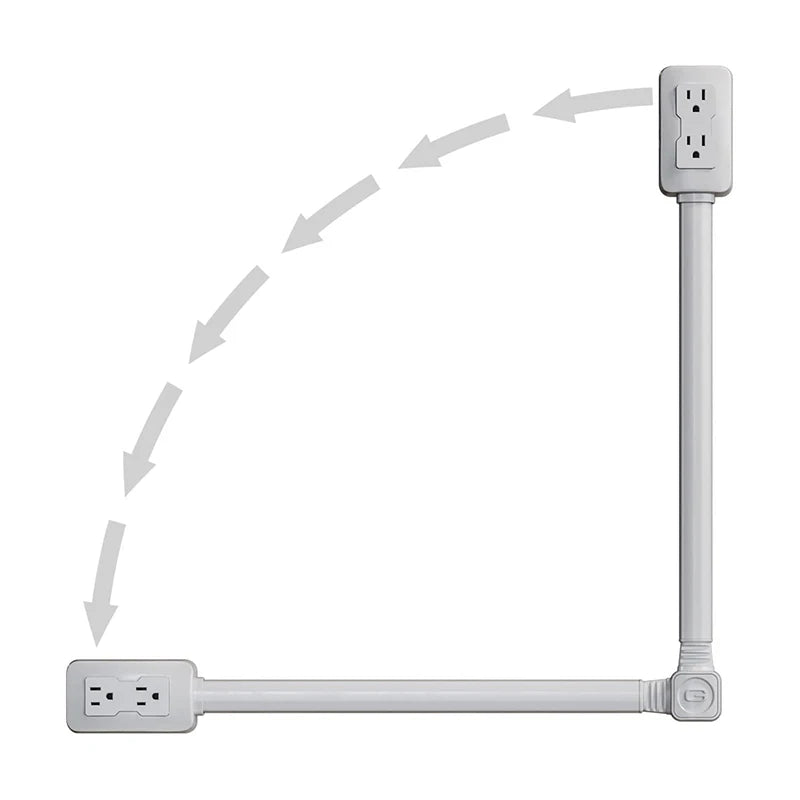 New 1-Piece Power Socket Extender with 2 Outlets, 180° Rotatable and Stretchable Length, Punch-Free Power Strip Extension Cord
