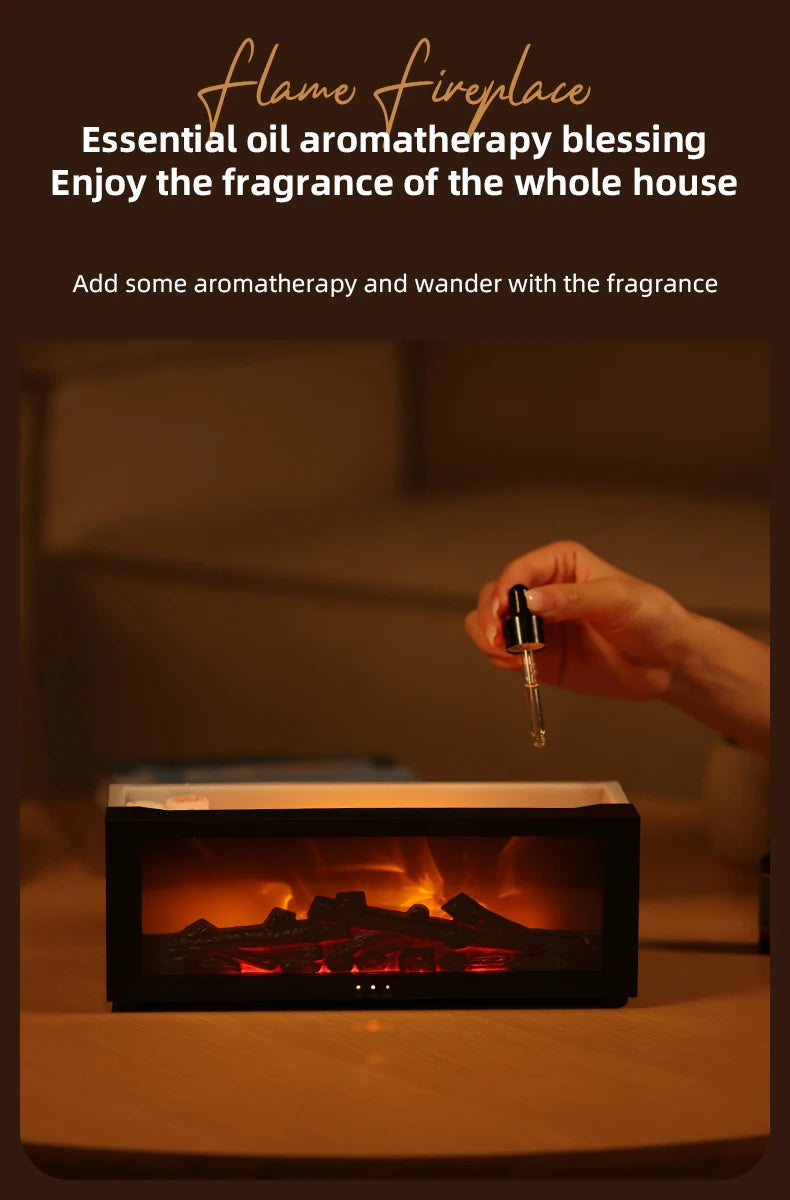 3D Flame Essential Oil Diffuser with Colorful Fireplace Aromatherapy Humidifier and Remote Control