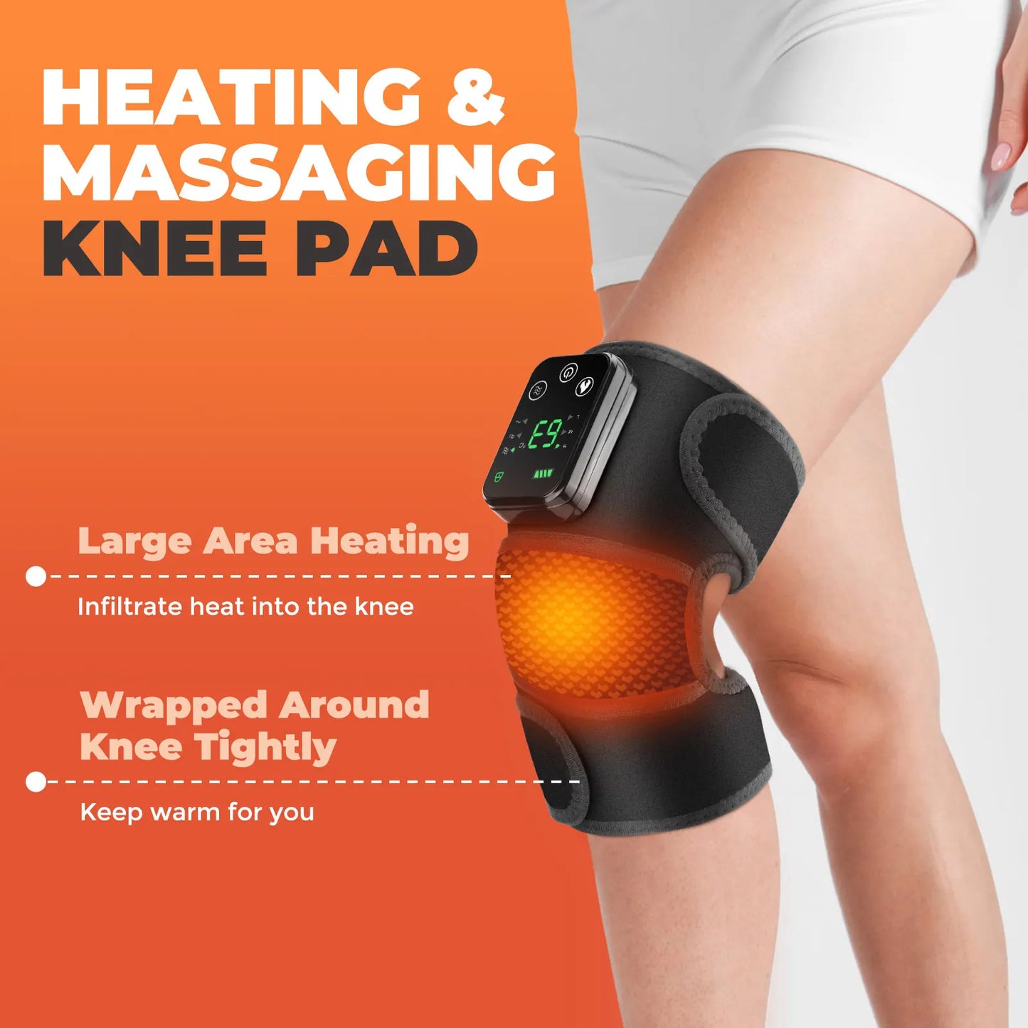 3-in-1 Electric Heated Knee Massager Pad with Vibration – Hot Compress for Shoulder, Elbow & Joint Muscle Relief