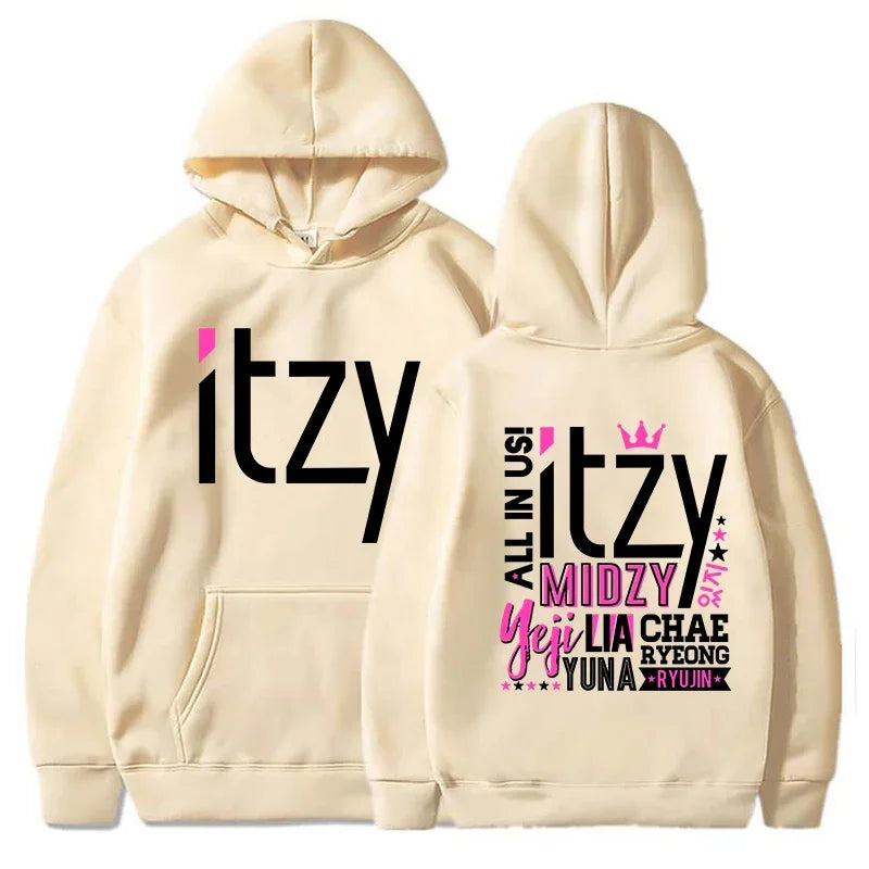 Unisex Kpop ITZY Hoodie – Casual Long Sleeve Printed Sweatshirt for Men & Women | Autumn/Winter Korean Fashion Pullover