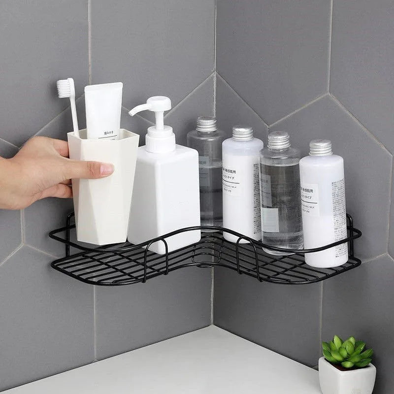 Corner Iron Bathroom Shelf Kitchen Organizer Rack Shower Caddy for Shampoo and Accessories Storage
