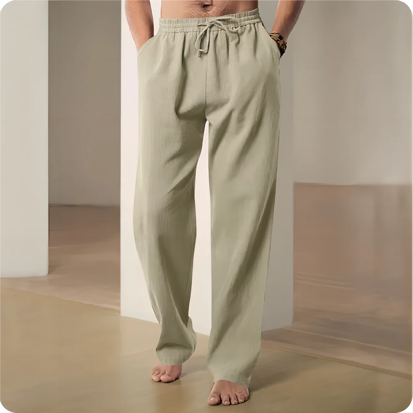 2025 Men's Lightweight Cotton-Linen Blend Casual Pants – Breathable, Comfortable Straight-Fit Trousers for Spring & Summer