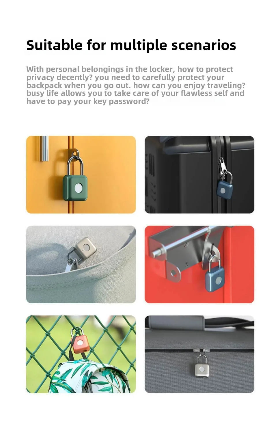 Smart Fingerprint Padlock – Electronic Lock for Luggage, Cabinets, Dorms, and More – Biometric Unlock for Secure Access