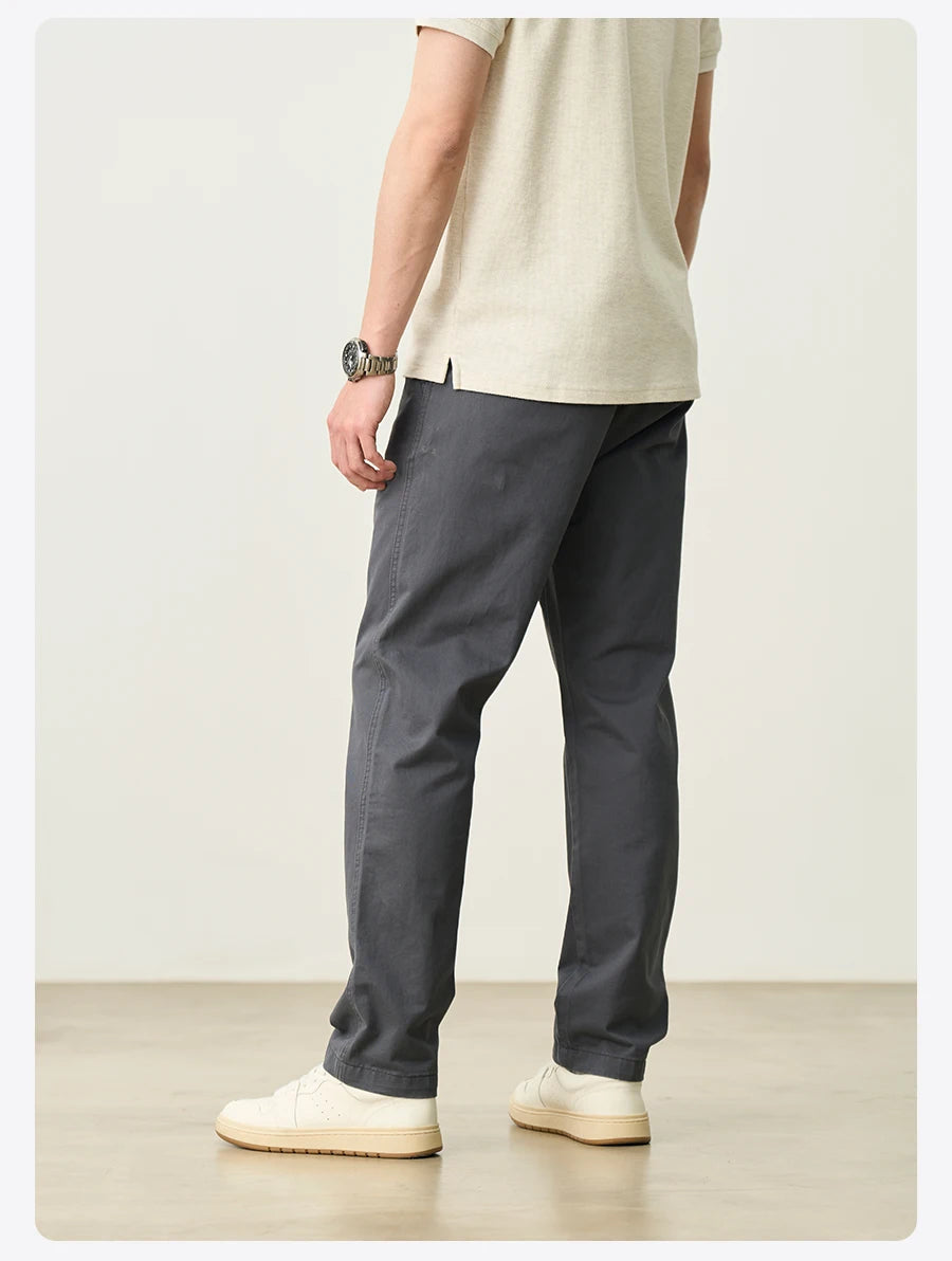 SIMWOOD Men’s Straight-Leg Chino Pants – 2025 Autumn Collection, 320gsm Washed Fabric, Plus Sizes Available