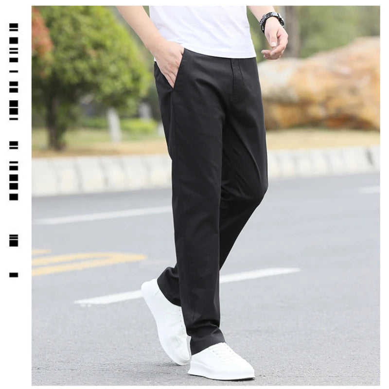 Men's Premium Cotton Chino Pants – Breathable Straight-Leg Casual Trousers (Waist Sizes 28 to 40)