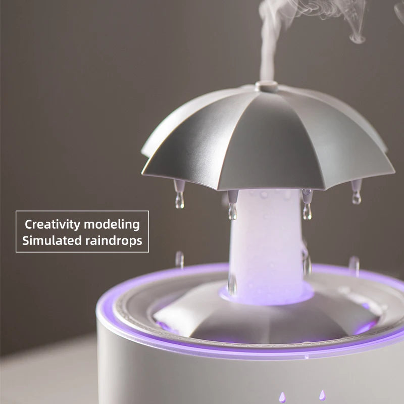 Cloud Rain Aroma Diffuser with Humidifier, Raindrop Design, Remote-Controlled Night Light, Desktop Water Fountain with Soothing Water Drop Sounds for Home Use