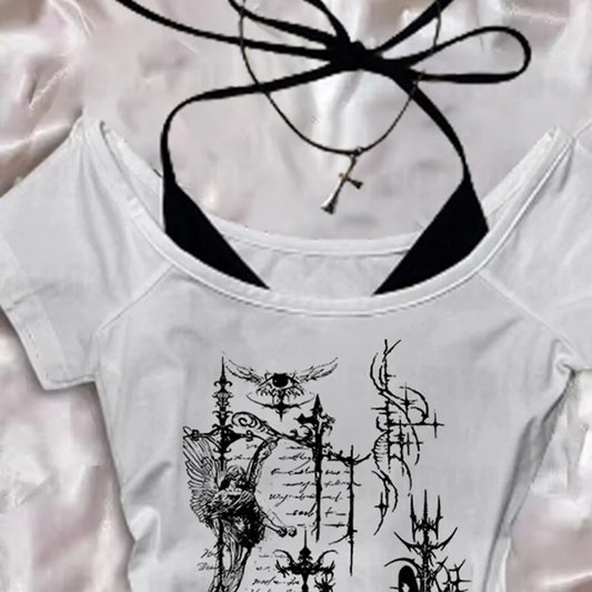 Y2K Aesthetic Grunge Graphic Crop Tank Top – Sleeveless Gothic Vintage Style for Women