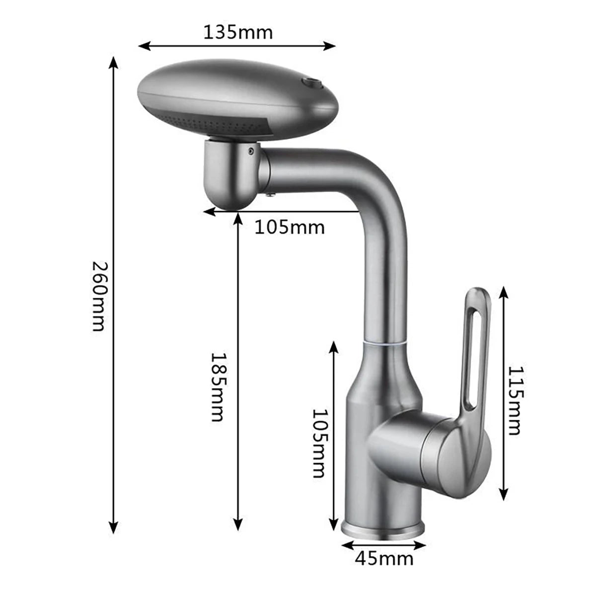 Multi-Functional Waterfall Basin Faucet with 4 Spray Modes, 360° Rotating Hot & Cold Sink Mixer Tap for Bathroom Use