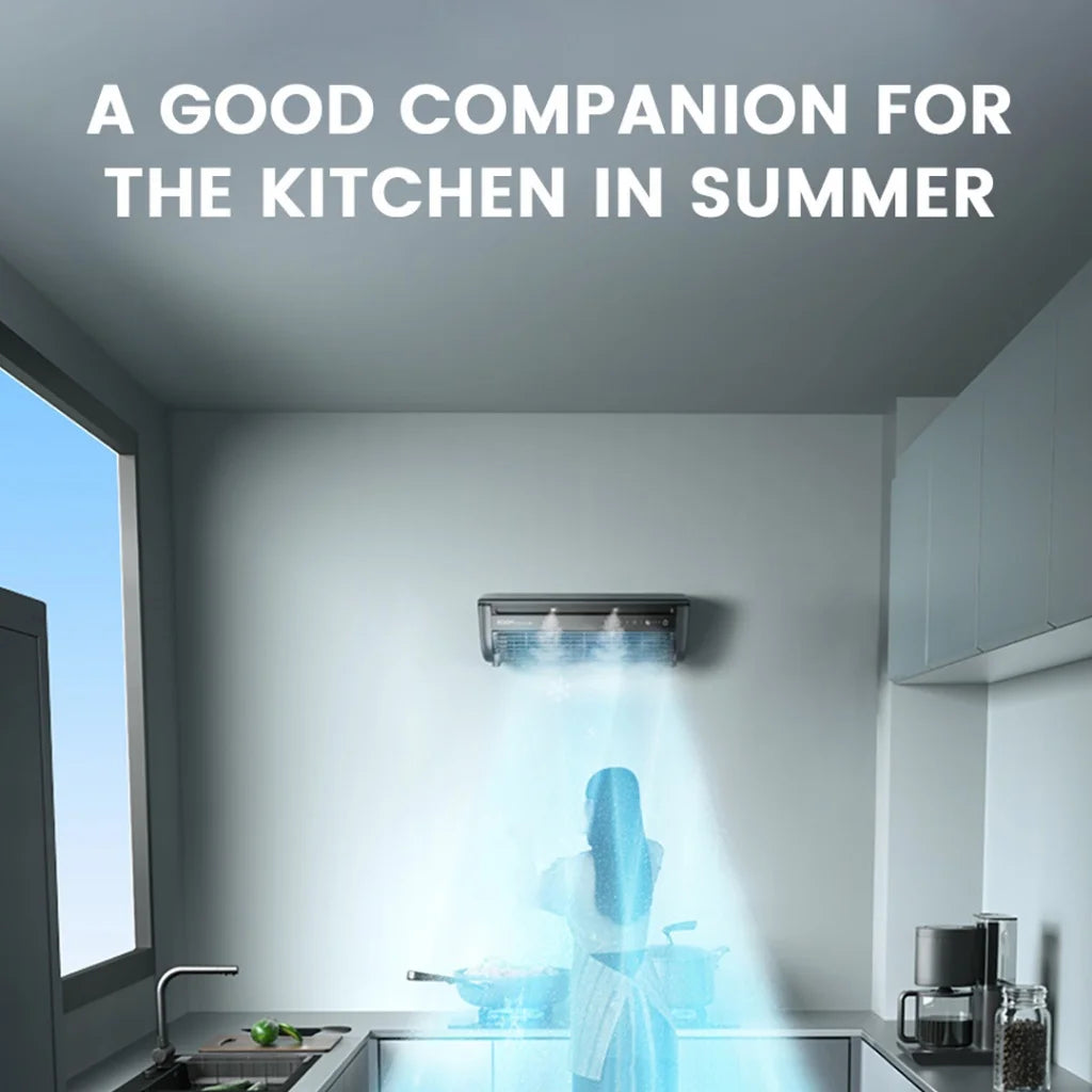 EDON E868 Wall-Mounted Leafless Air Cooling Fan – 20W Power, Quick Cooling, Easy Installation for Home & Kitchen