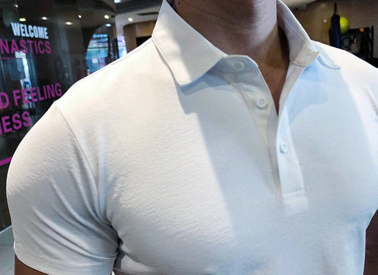 Men’s Slim Fit Polo Shirt – Quick Dry Solid Color Short Sleeve Sports Tee for Spring & Summer