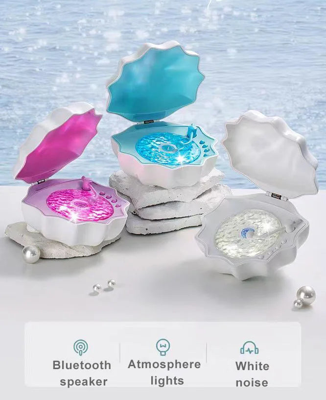 Retro-Style Portable Bluetooth Speaker with Colorful Light Projection & White Noise – Wireless Music Player & Sleep Aid