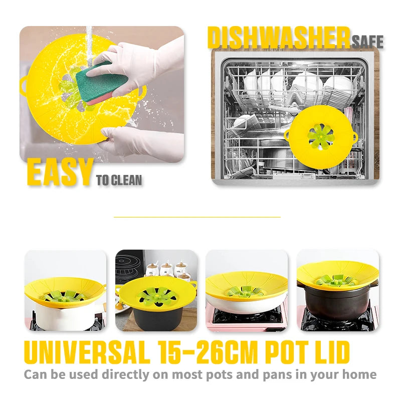 Silicone Spill Stopper Lid – Boil-Over Guard Food-Grade Silicone Pot & Pan Cover for Kitchen Use
