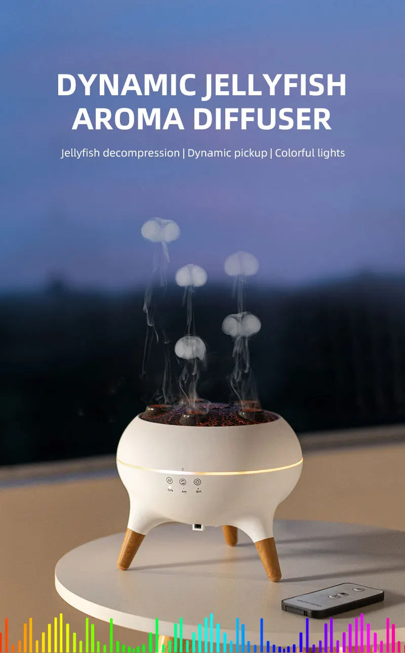 Creative Jellyfish-Shaped Ultrasonic Aroma Humidifier with Remote Control – Essential Oil Diffuser & Mist Maker