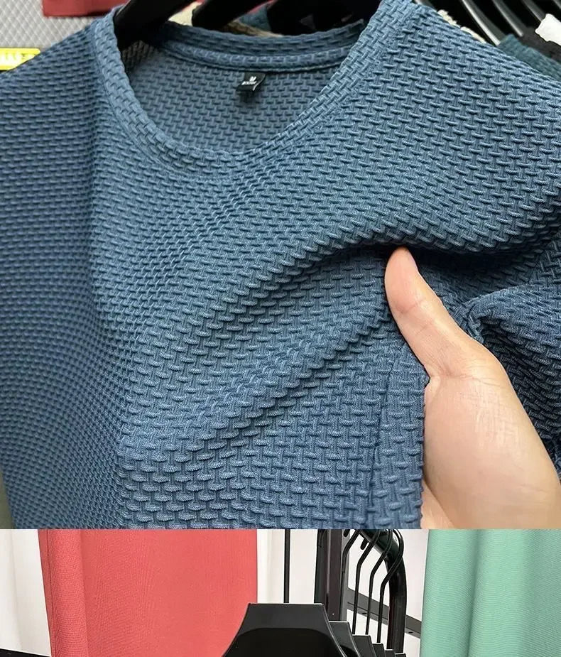 Men's Summer Ice Silk Mesh T-shirt – Lightweight Short Sleeve Breathable Tee, 2025 Solid Color Casual Top